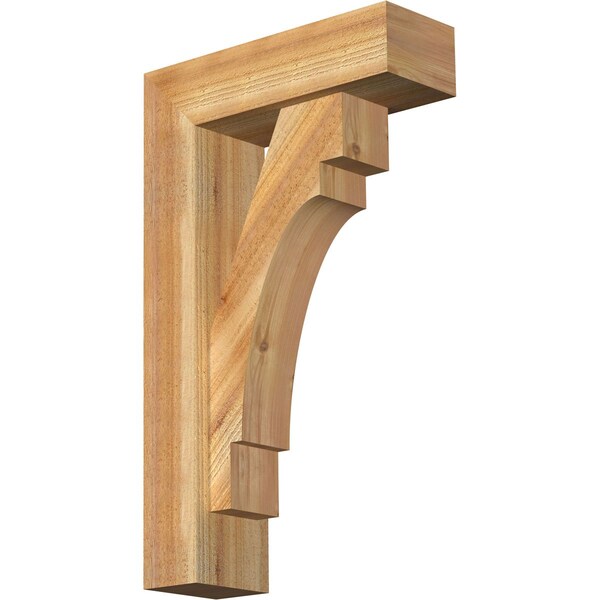 Ekena Millwork Merced Block Rough Sawn Bracket w/ Offset Brace, Western Red Cedar, 6"W x 18"D x 30"H BKT0604X18X30MRC05RWR - main